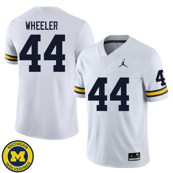 Men's University of Michigan #44 Cornell Wheeler White Official Game Jersey